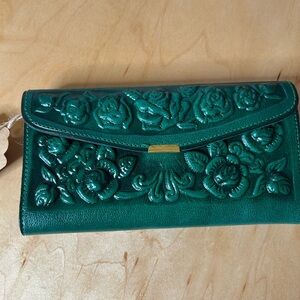 Elegant Green Floral Embossed wallet